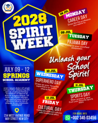 School Spirit Week theme event activities list promotion social media post flyer template poster des Instagram Portrait