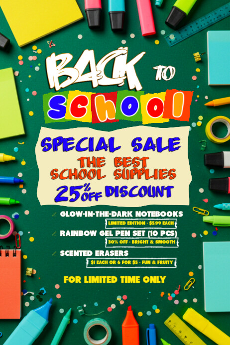 School Starts Here – Save Big Plakkaat template