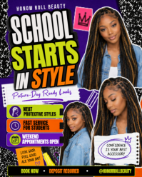 School Starts In Style Braids Instagram Portrait template
