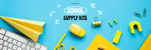 蓝色 School Supply Kits Email Header Template