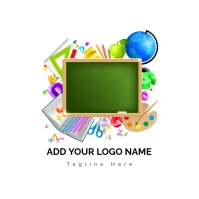 School Supplies Illustration Logo template