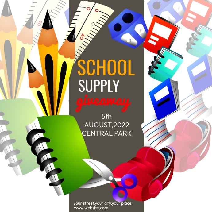 school supply ,giveaway template Instagram Post