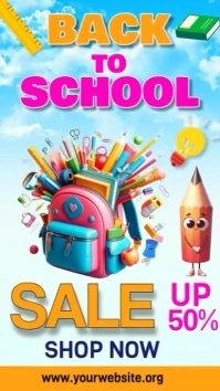 School supply Sale Digital Display (9:16) template