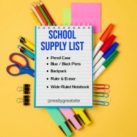 School supply drive, school supply list ad Instagram Post template