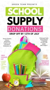 school supply drive Digital Display (9:16) template