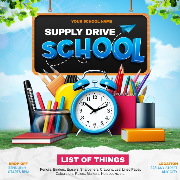 School supply drive Template PosterMyWall