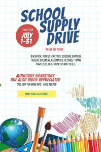 school supply drive Plakkaat template