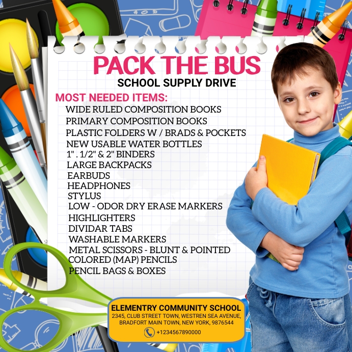 School Supply drive Template PosterMyWall