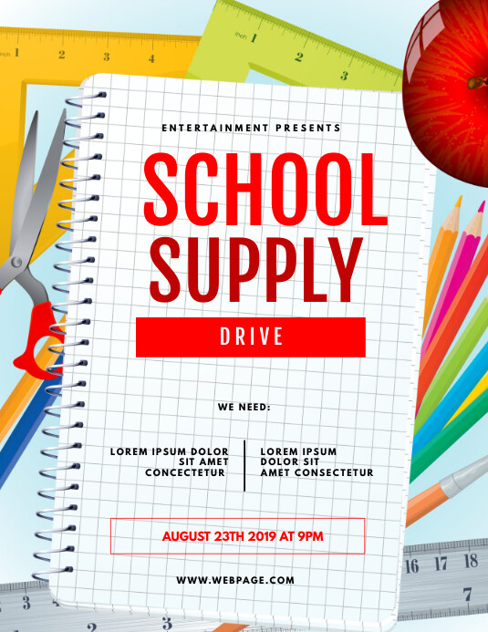 School Supply Drive Flyer Template PosterMyWall