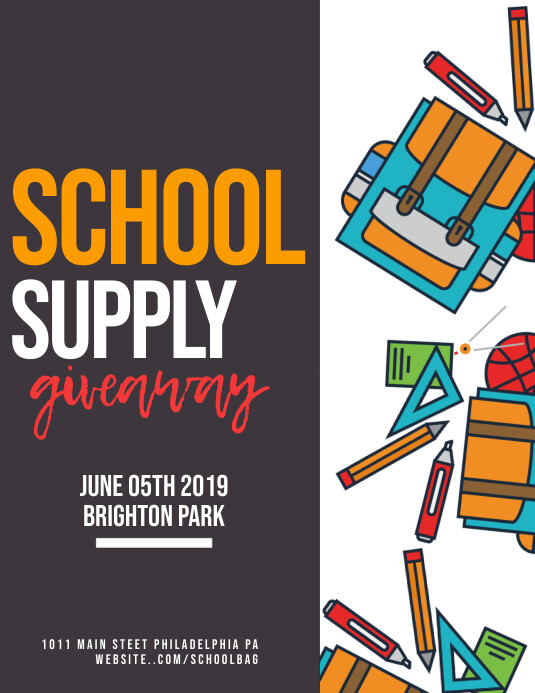 School Supply Giveaway Рекламная листовка (US Letter) template