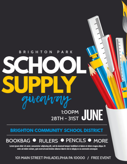 School Supply giveaway Template PosterMyWall