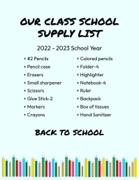 School Supply List Folheto (US Letter) template