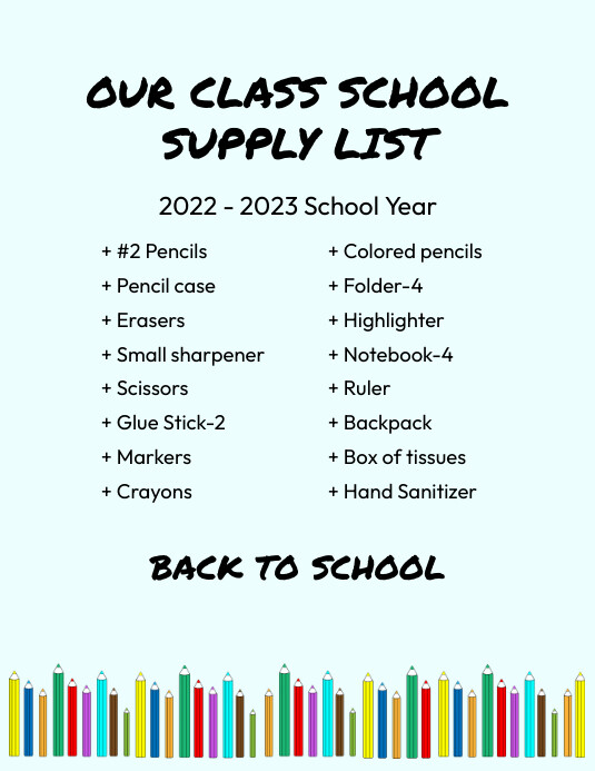 Modèle School Supply List Prospectus PosterMyWall