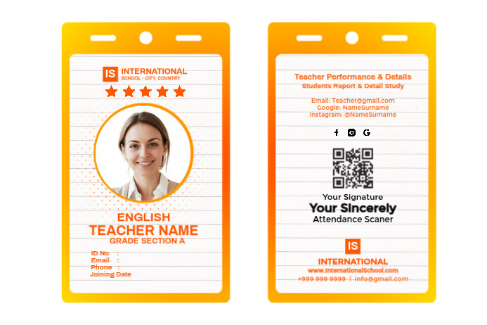 School Teacher ID Card Template | PosterMyWall