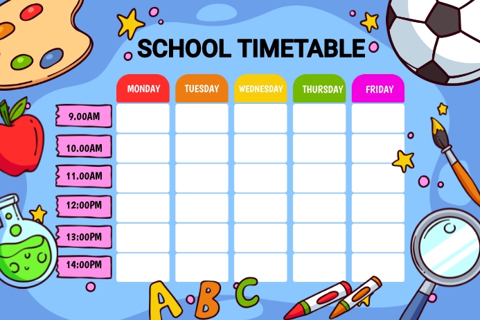 School Timetable Arts Theme Template | PosterMyWall