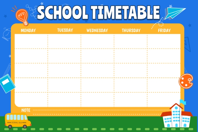 Homework Timetable Poster School Timetable Blue Design Template | PosterMyWall