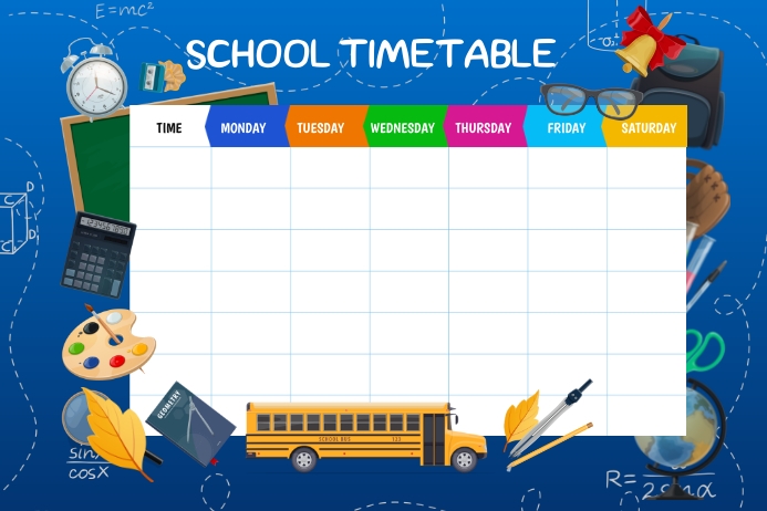 School Timetable Blue Theme Template | PosterMyWall