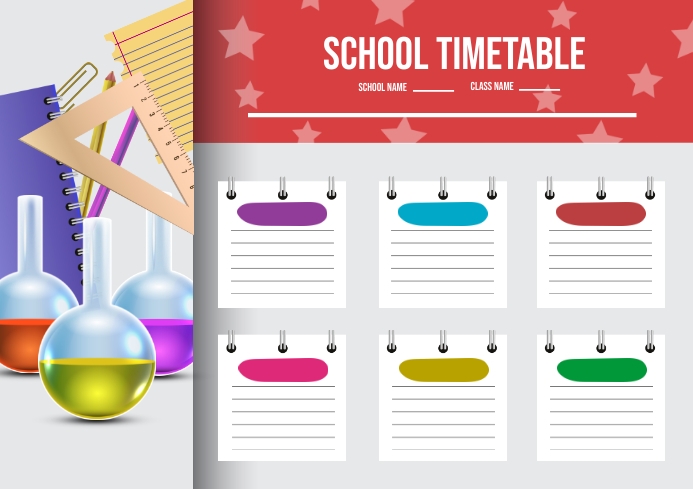 School Timetable Creative Design A4 template