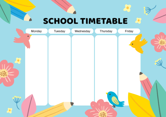 School Timetable Cute Design Template | PosterMyWall