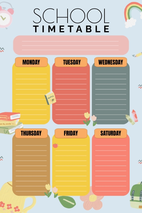 Homework Timetable Poster School Timetable Templat | PosterMyWall