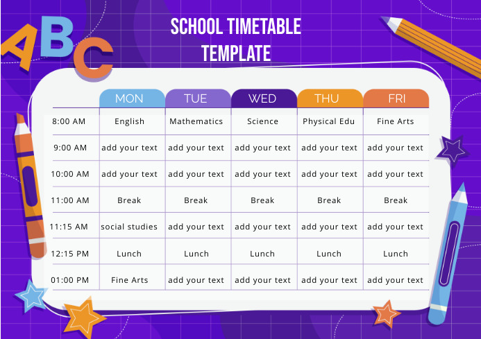 school timetable Template | PosterMyWall
