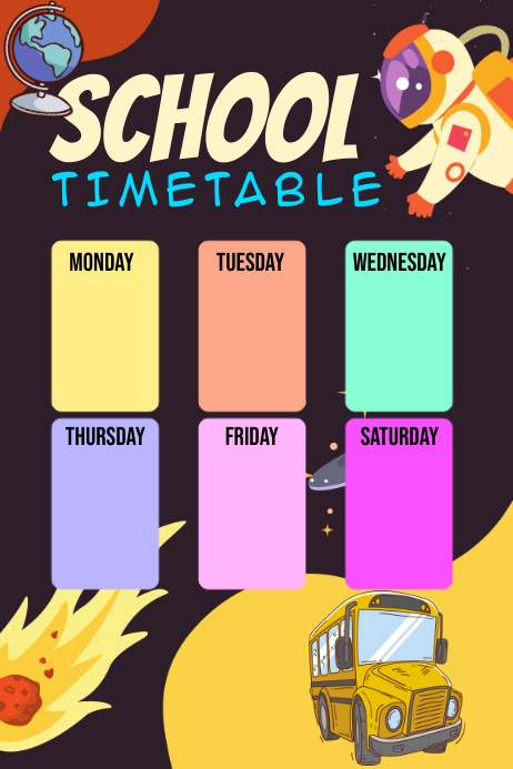 Homework Timetable Poster School Timetable Template | PosterMyWall