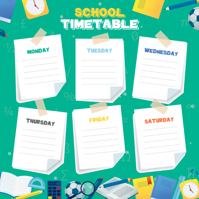 Homework Timetable Poster Copy of School Timetable | PosterMyWall