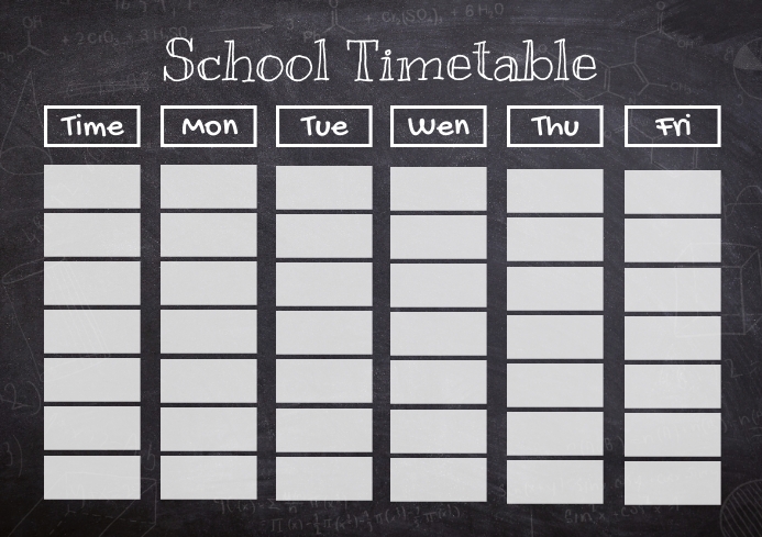 Timetable A4 school timetable Template | PosterMyWall