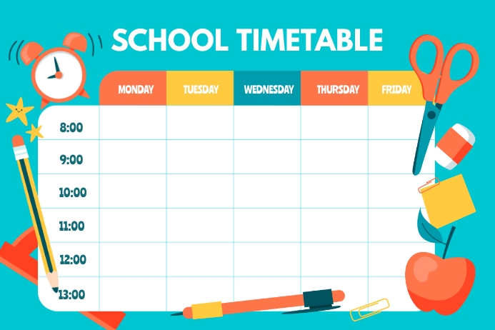 Homework Timetable Poster School Timetable Flyer Template | PosterMyWall