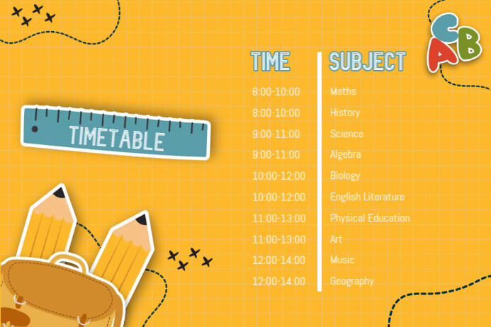 Homework Timetable Poster School Timetable Flyers Template | PosterMyWall