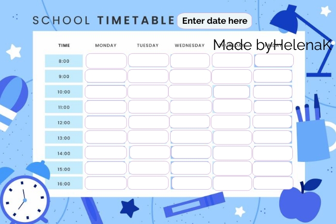 School timetable for boy printable Template | PosterMyWall