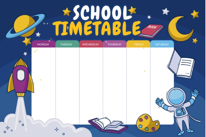 Homework Timetable Poster School Timetable Planet Design Template | PosterMyWall