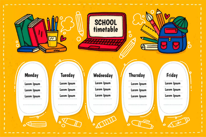 Homework Timetable Poster Plantilla de School timetable poster ads | PosterMyWall