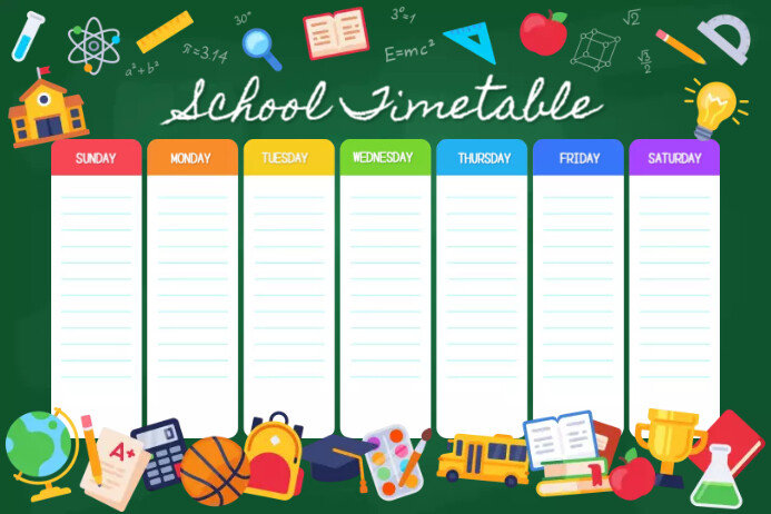 School Timetable Poster Template | PosterMyWall