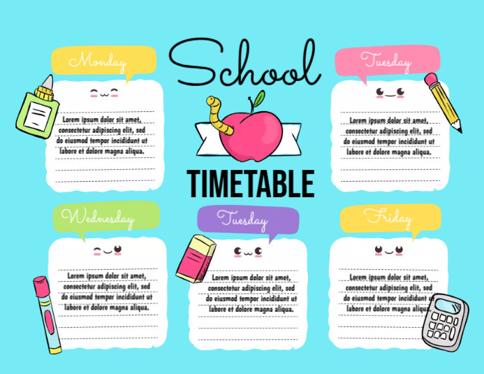 Homework Timetable Poster School Timetable Poster Template | PosterMyWall