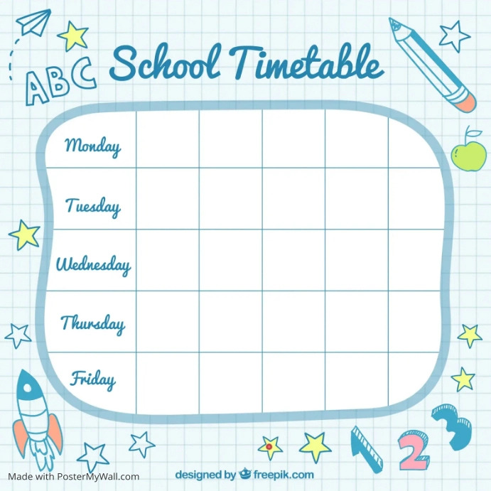 School timetable poster design template | PosterMyWall