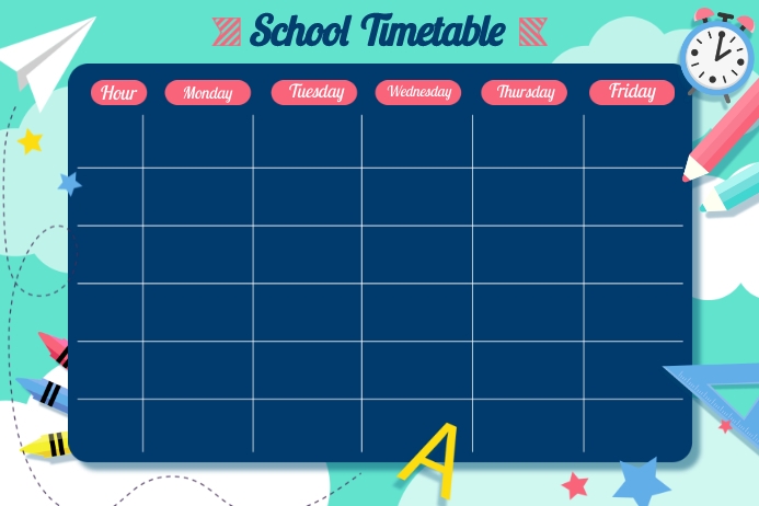 Homework Timetable Poster School Timetable Template | PosterMyWall