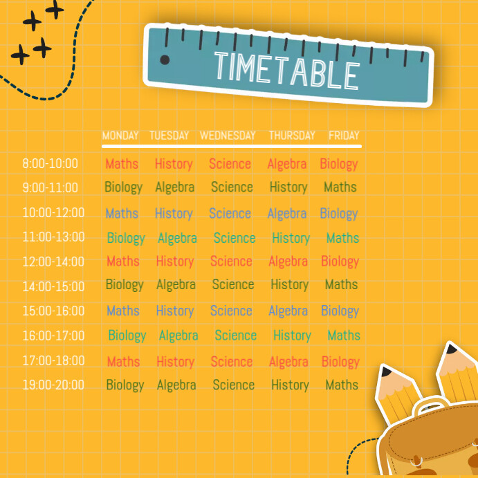 School Timetable Template | PosterMyWall