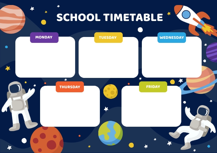 School Timetable Template Design A4