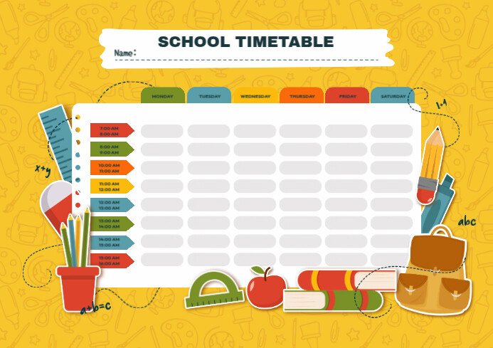 School Timetable Template Design | PosterMyWall