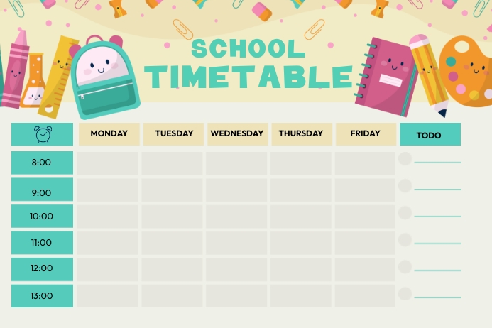 School Weekly Planner Template | PosterMyWall