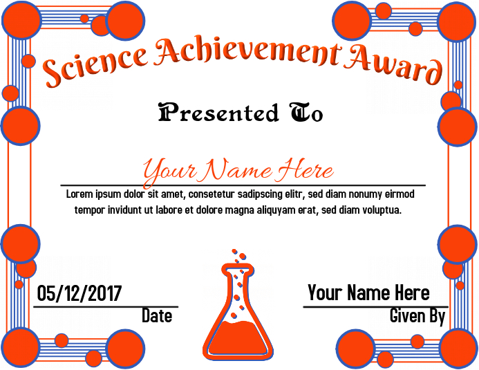 Science Award Volante (Carta US) template