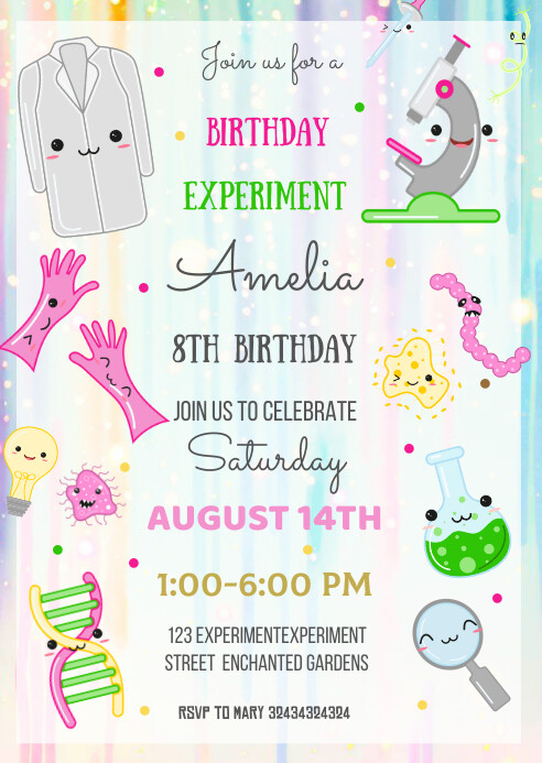 Science Birthday Invitation, science party in Template | PosterMyWall