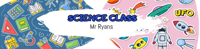 Science Class illustrative Google Class Banne Template | PosterMyWall