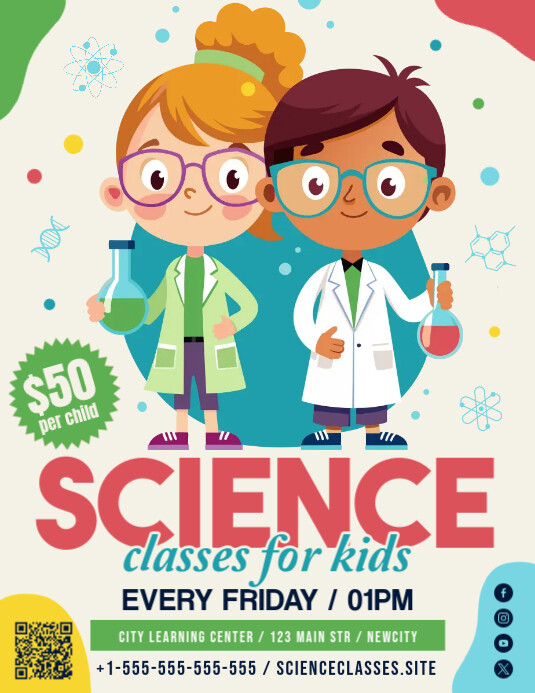 Science Classes For Kids Flyer Template | PosterMyWall