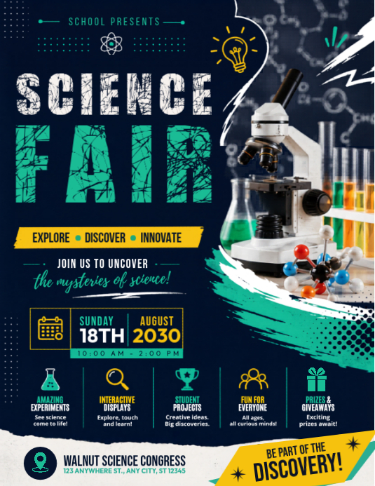 Purple Science Fair Flyers Template | PosterMyWall