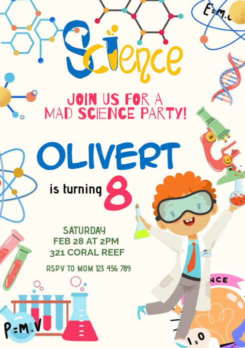 Science Kid Birthday Invitation Template | PosterMyWall