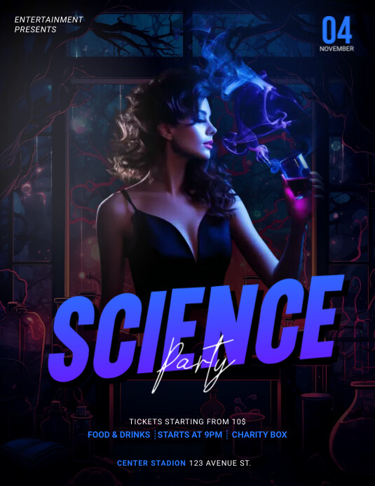 Science Party flyer template | PosterMyWall