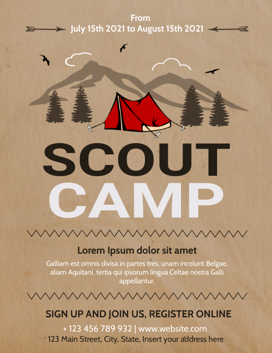 Copy of scout camp flyer advertising white and brown | PosterMyWall