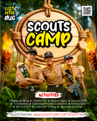 Scouts Camp invitation youth leadership scouting event social media flyers poster background templat Instagram Portrait template